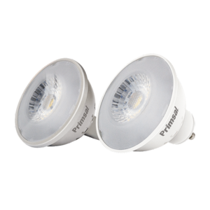 A white, frosted A-shape LED light bulb with a standard screw base on a transparent background.