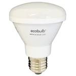 A white, frosted A-shape LED light bulb with a standard screw base on a transparent background.