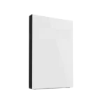 3D rendering of a vertically oriented white box or book standing up, with a thin black spine.